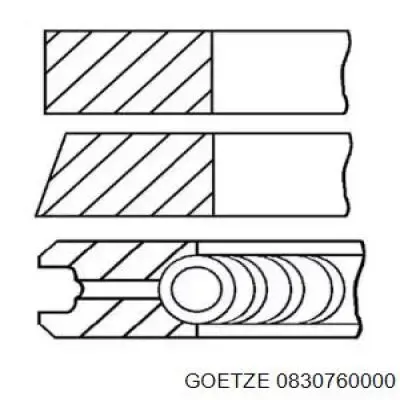 Комплект поршневых колец на 1 цилиндр, стандарт 0830760000 Goetze