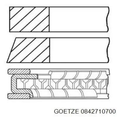 Комплект поршневых колец на 1 цилиндр, 2-й ремонт (+0,50) 0842710700 Goetze