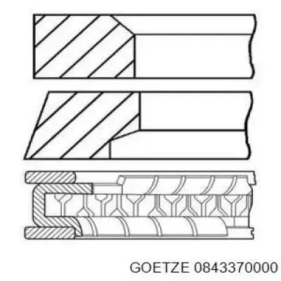 Комплект поршневых колец на 1 цилиндр, стандарт 0843370000 Goetze