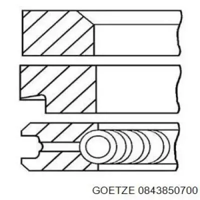 Комплект поршневых колец на 1 цилиндр, 2-й ремонт (+0,50) 0843850700 Goetze