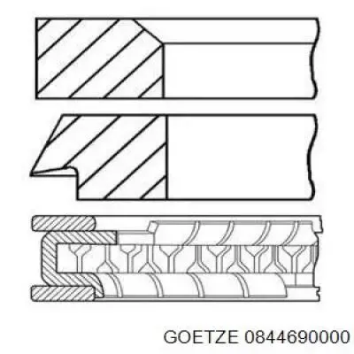 Комплект поршневых колец на 1 цилиндр, стандарт 0844690000 Goetze