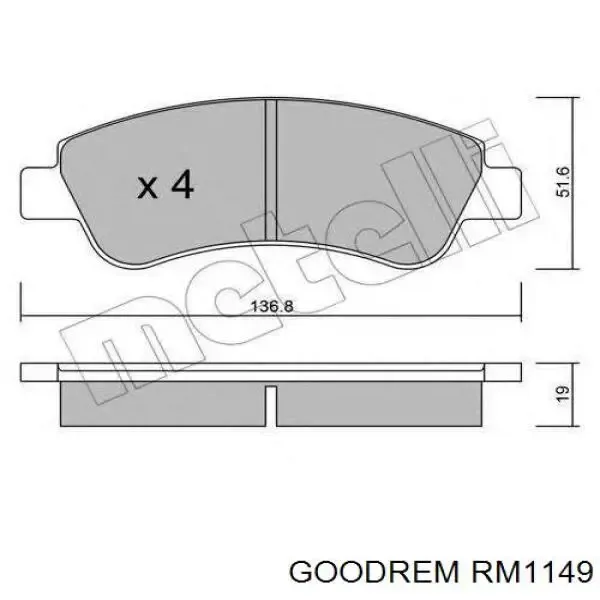 Передние тормозные колодки RM1149 Goodrem