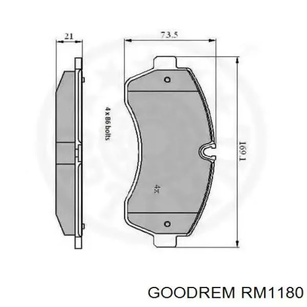 Передние тормозные колодки RM1180 Goodrem