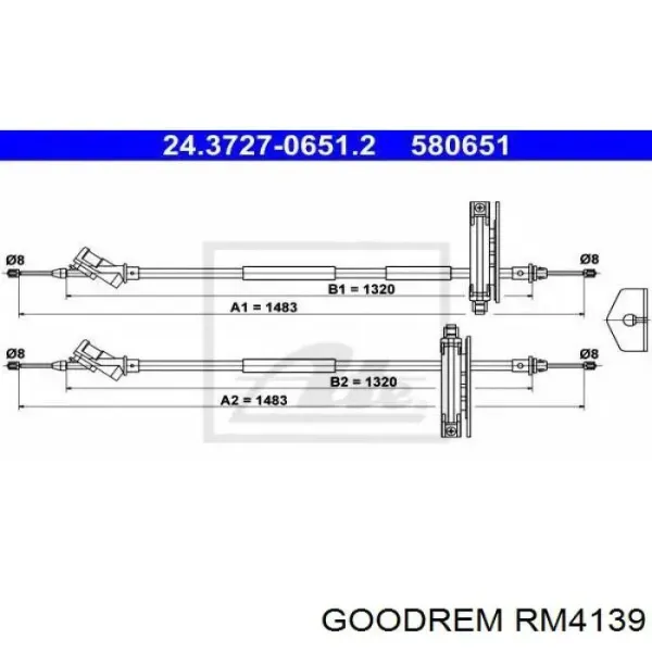 Задний трос ручника RM4139 Goodrem