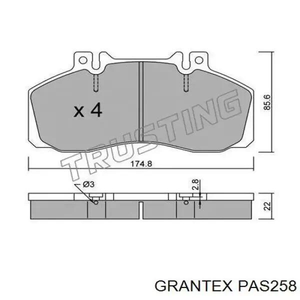 Передние тормозные колодки PAS258 Grantex
