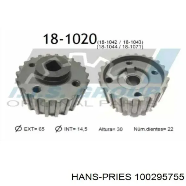 Звездочка привода коленвала 100295755 Hans Pries (Topran)