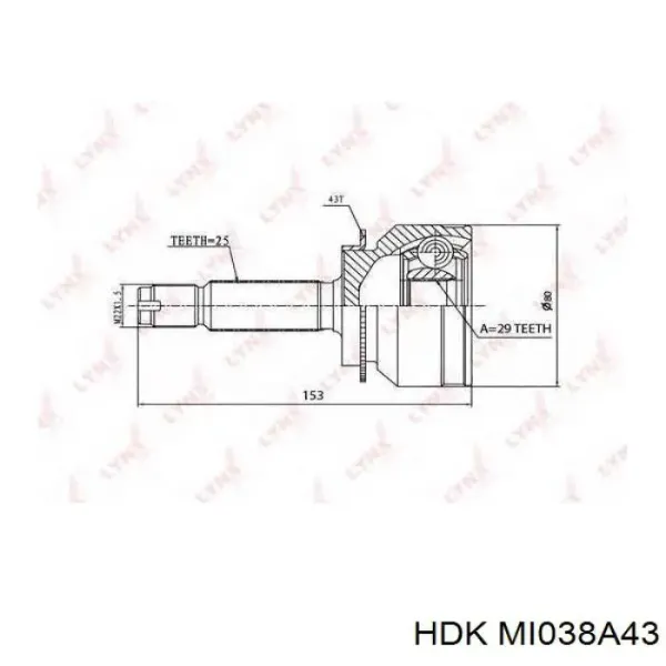 ШРУС наружный передний MI038A43 HDK