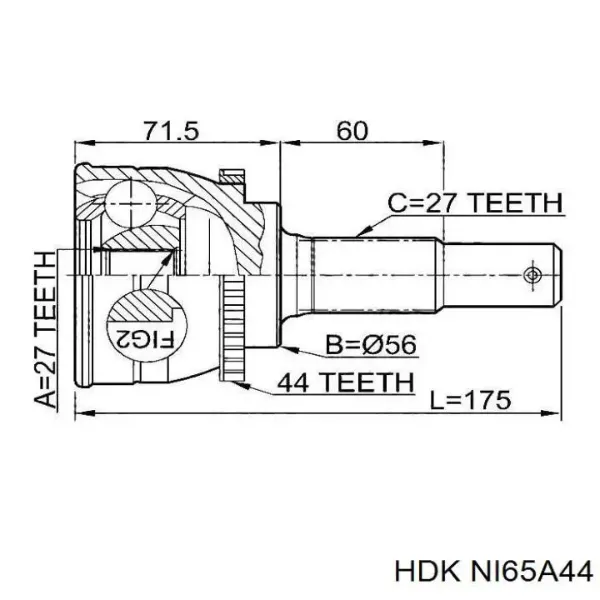 ШРУС наружный передний NI65A44 HDK