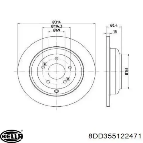 Тормозные диски 584112M000 Hyundai/Kia