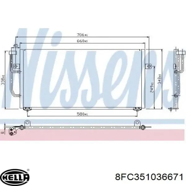Радиатор кондиционера 8FC351036671 HELLA