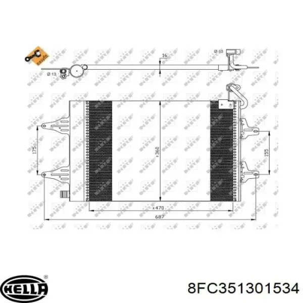 Радиатор кондиционера 8FC351301534 HELLA