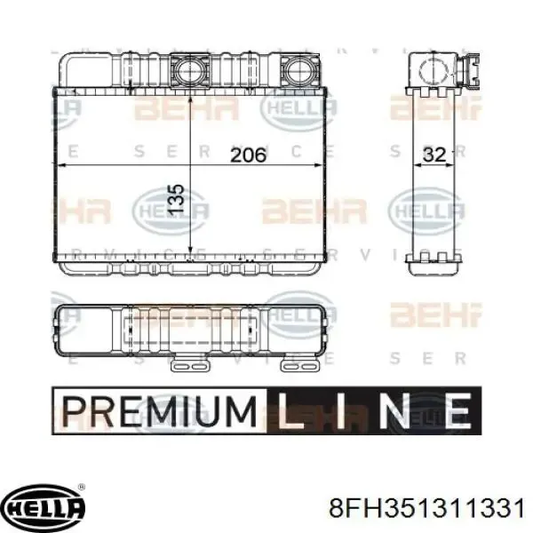 Радиатор печки 8FH351311331 HELLA