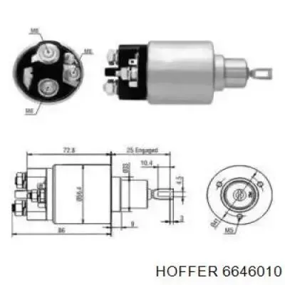 Втягивающее реле стартера 6646010 Hoffer