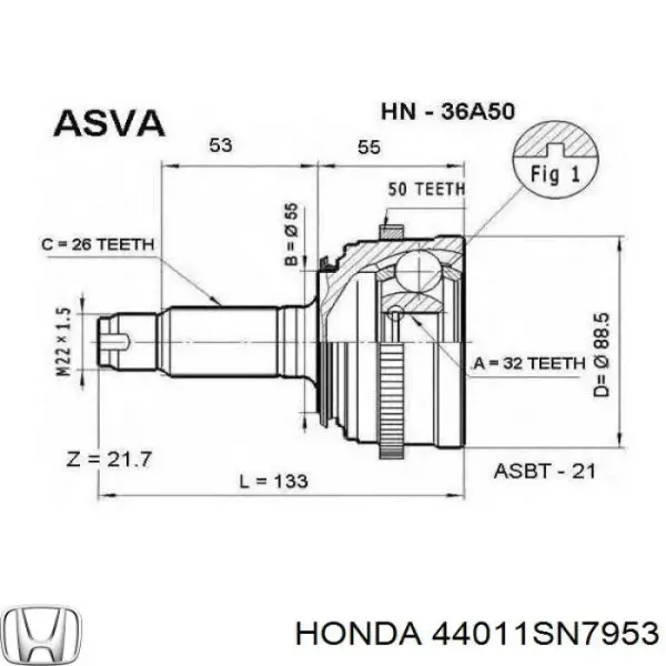 Купить Левая полуось Хонда Аккорд V CD7