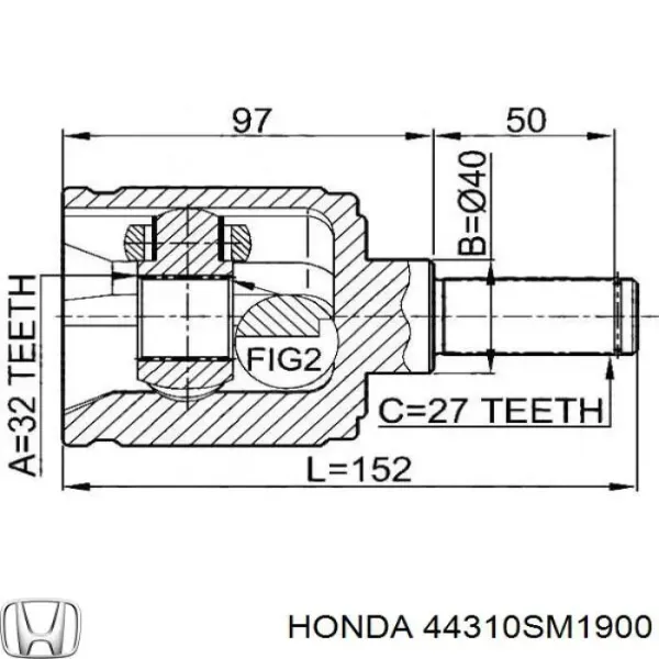 Шарнир угловых скоростей передний левый Honda 44310SM1900 цена, от