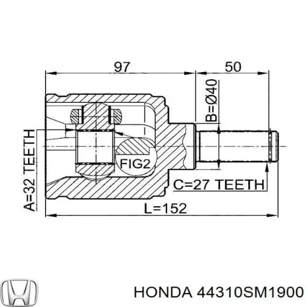 Шрус внутренний левый 44310SM1900 Honda