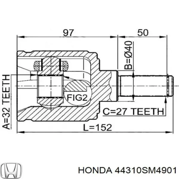 Шрус внутренний левый 44310SM4901 Honda