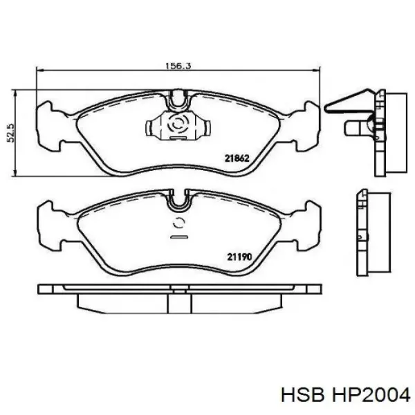 Передние тормозные колодки HP2004 HSB