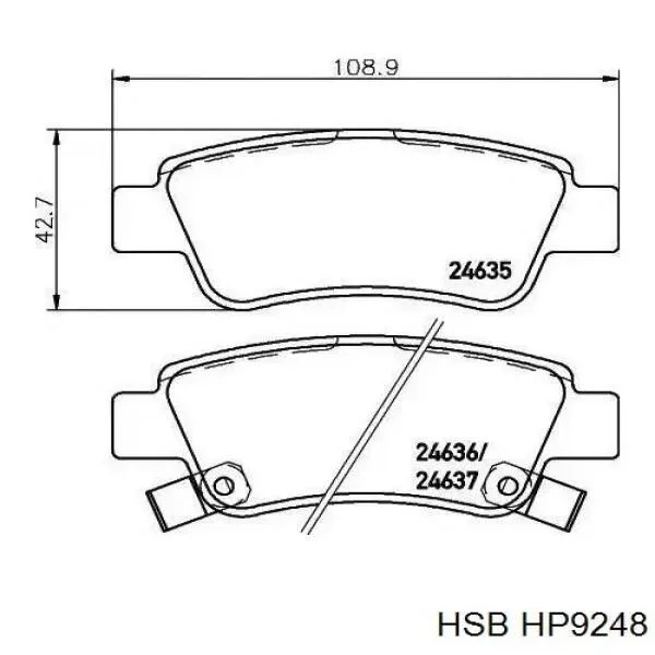 Задние тормозные колодки HP9248 HSB