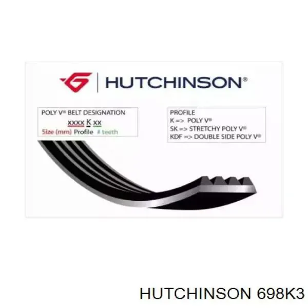 Ремень генератора 698K3 Hutchinson