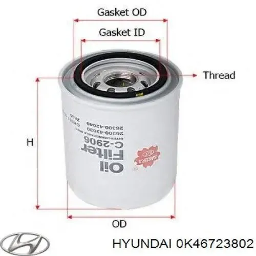 Фильтр масла Hyundai/Kia 0K46723802