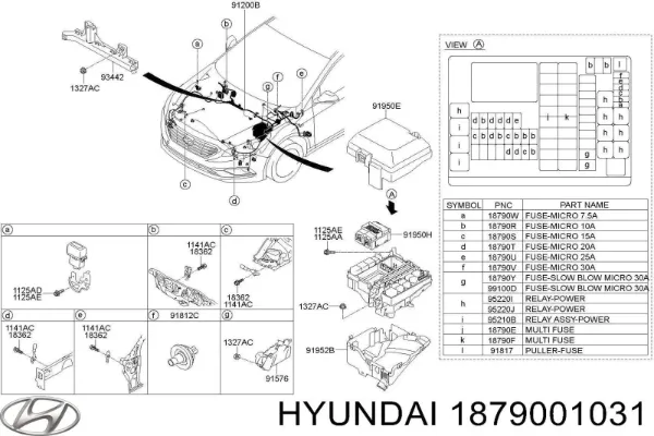1879001031 Hyundai/Kia Предохранители электрических цепей