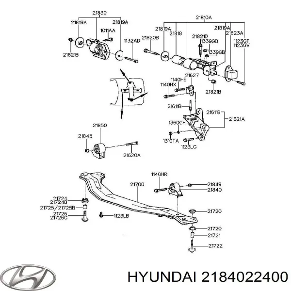 Передняя опора двигателя 2184022400 Hyundai/Kia