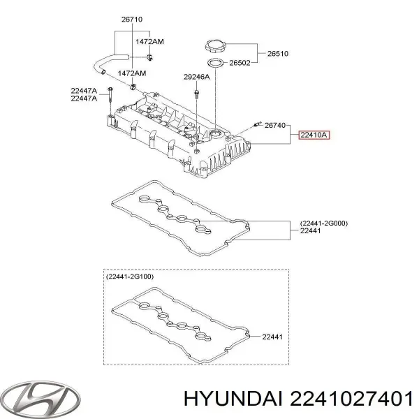 2241027400 Hyundai/Kia Крышка двигателя