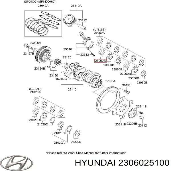 Комплект подшипников скольжения на Hyundai Santa Fe II CM