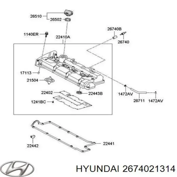 Клапан PCV вентиляции картера на Hyundai Tucson I JM