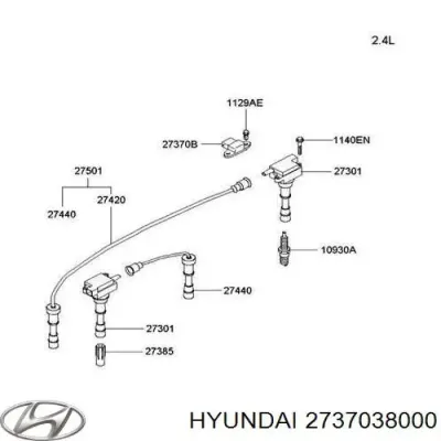Датчик зажигания (пропусков зажигания) HYUNDAI 2737038000