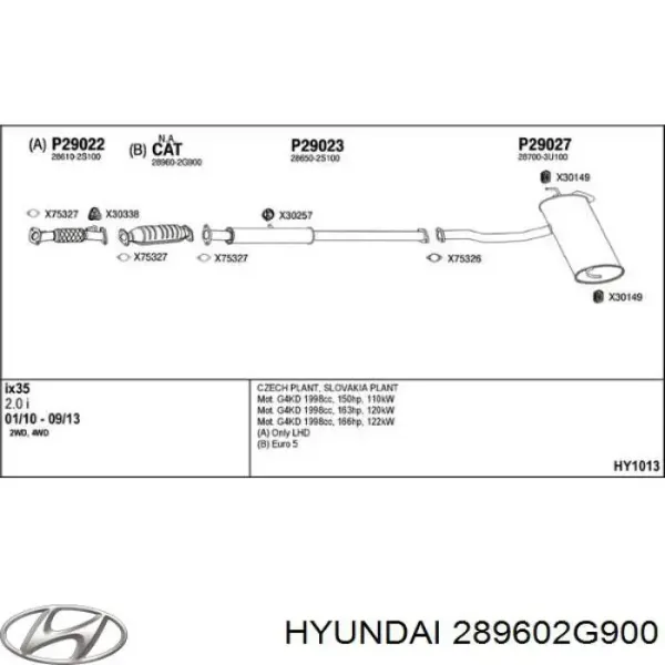Катализатор 289602G900 Hyundai/Kia