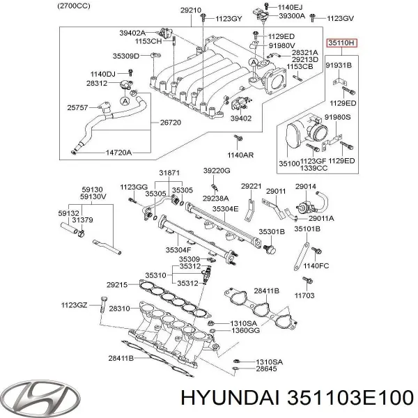 Дроссельная заслонка в сборе Hyundai Santa Fe II внедорожник (CM) (2006 - 2012) цена, от