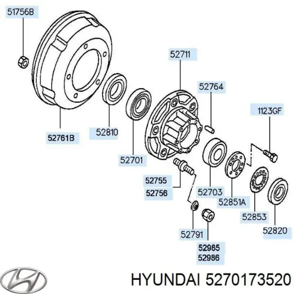 Подшипник ступицы задней наружный 5270173520 Hyundai/Kia