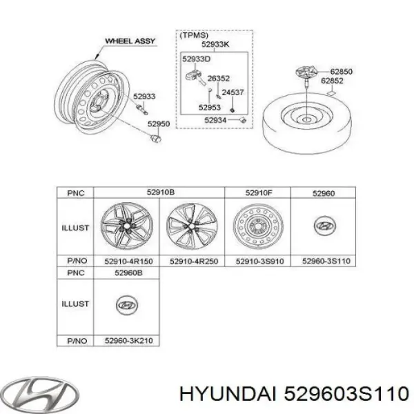 Колпаки 529603S110 Hyundai/Kia