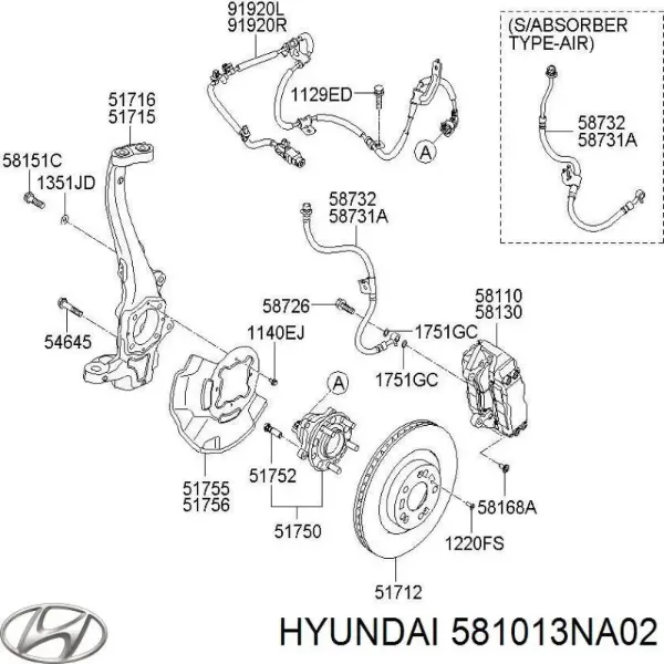 Передние тормозные колодки 581013NA02 Hyundai/Kia