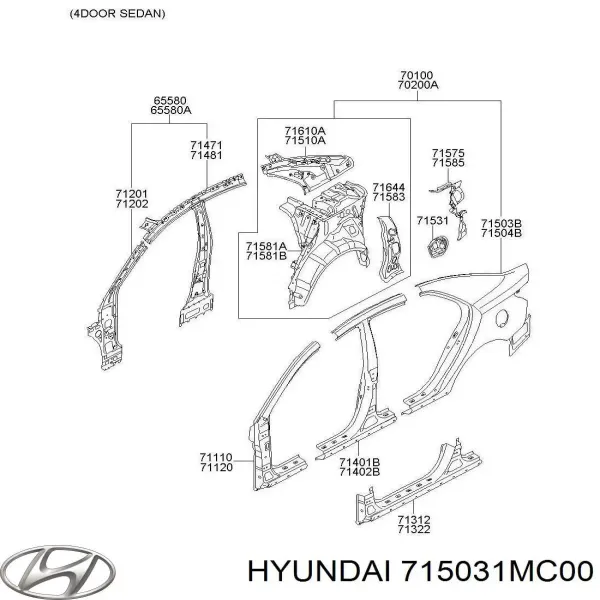 Крыло заднее левое 715031MC10 Hyundai/Kia