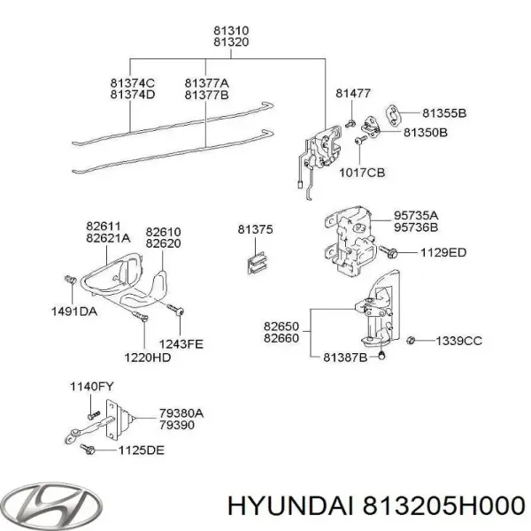 Замок передней правой двери 813205H000 Hyundai/Kia