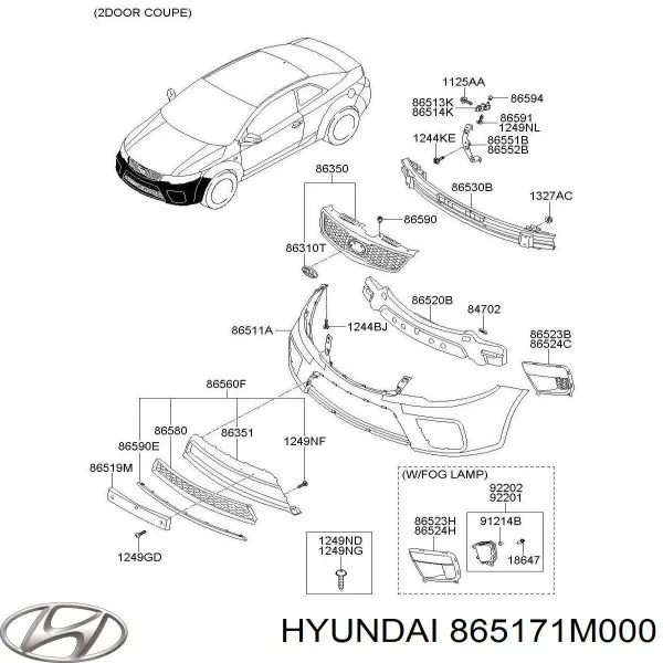 Кронштейн бампера переднего левый 865171M000 Hyundai/Kia