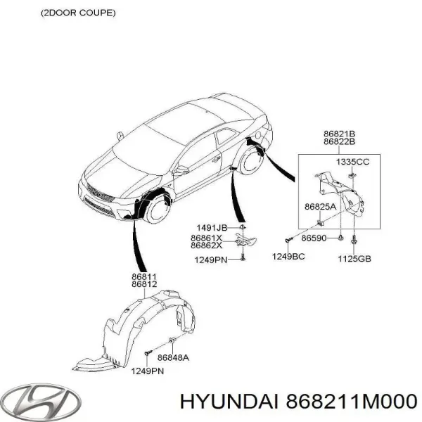 Подкрылок задний левый 868211M000 Hyundai/Kia