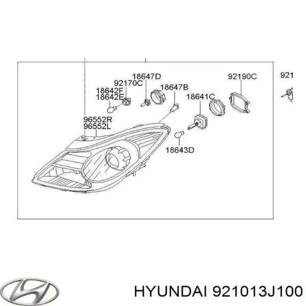 Левая фара 921013J100 Hyundai/Kia