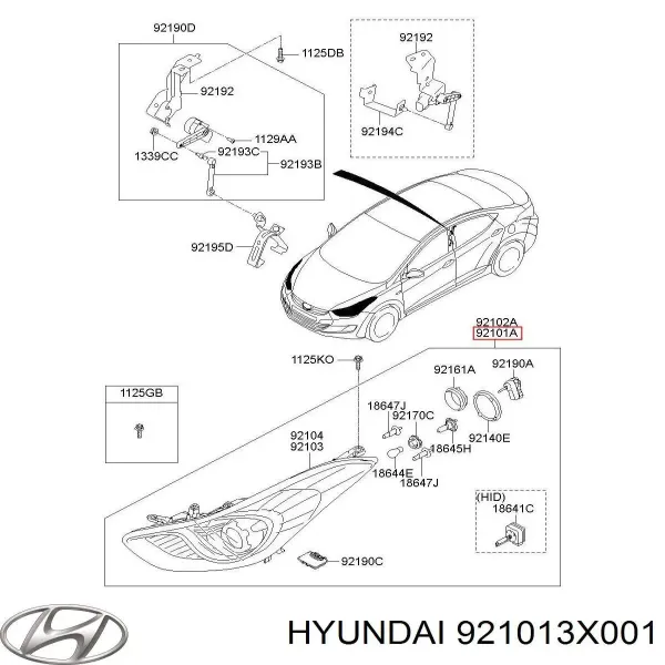 Левая фара 921013X001 Hyundai/Kia