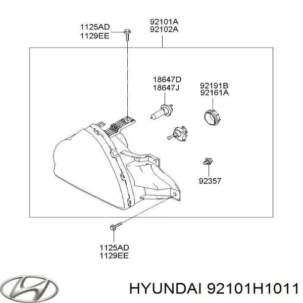 Левая фара 92101H1011 Hyundai/Kia