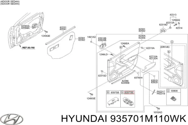 Кнопочный блок управления стеклоподъемником передний левый 935701M110WK Hyundai/Kia