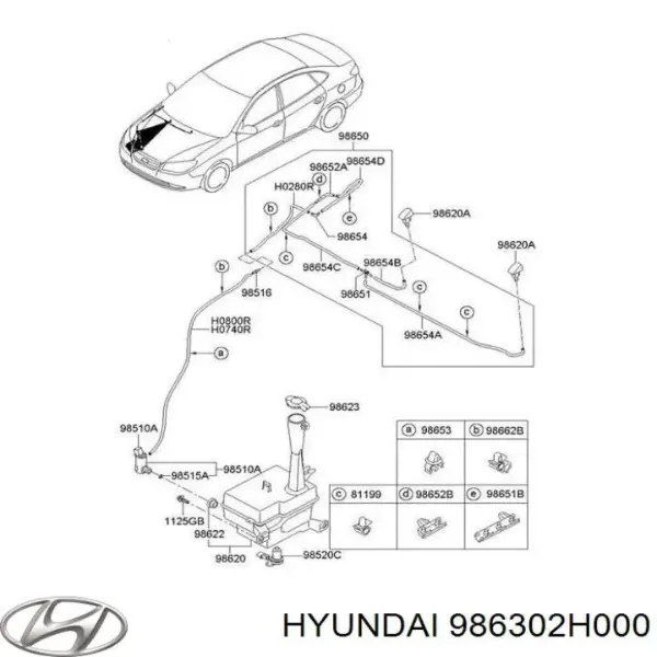 Форсунка омывателя стекла лобового левая 986302H000 Hyundai/Kia