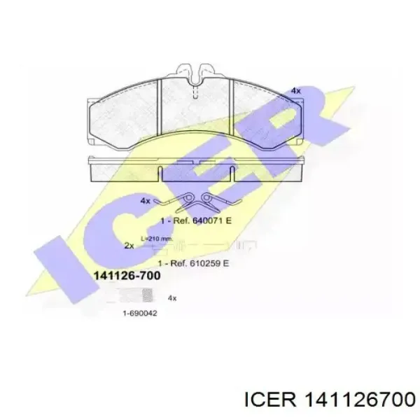 Передние тормозные колодки 141126700 Icer