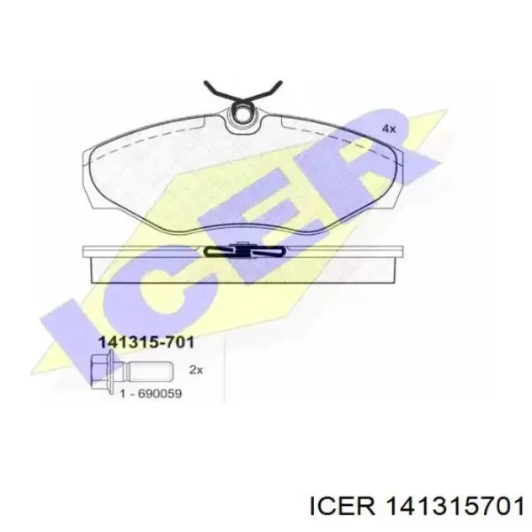 Передние тормозные колодки 141315701 Icer