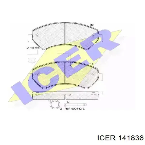 Передние тормозные колодки 141836 Icer