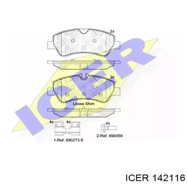Задние тормозные колодки 142116 Icer