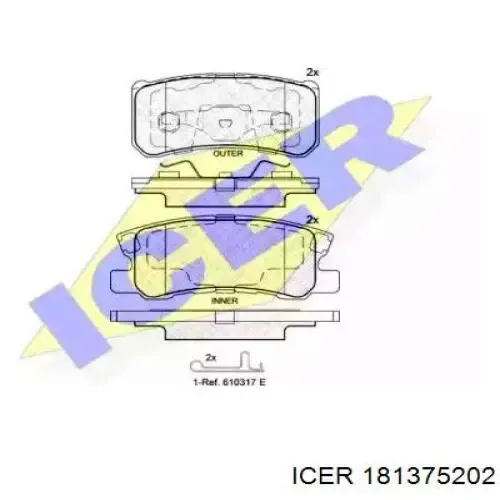 Задние тормозные колодки 181375202 Icer
